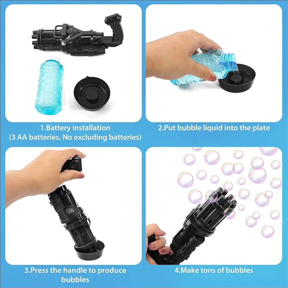 Mal Bubble Gun Machine - Massive Bubble Gattler Toy gun With Bubble liquid for Kids - Automatic Electric Bubble Maker Machine glue Gun - Assorted Random Color gmGiftcenter